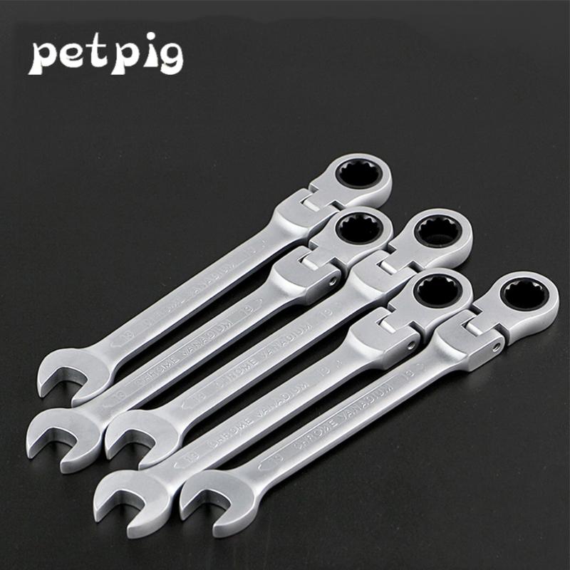 

Petpig 6-24mm Flexible Head Ratcheting Wrench Keys Set Wrenches Combination Chromed Gear Spanner Tool Set Car Repair Ratchet