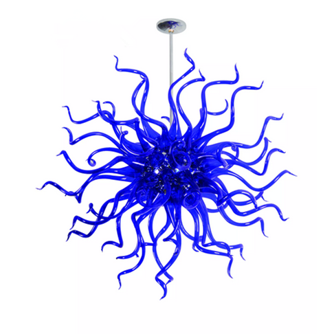 

Lamps Modern Art Chandeliers Lighting Blue Color Hand Blown Glass Crystal Chandelier LED Hanging Pendant Light for Living Dining Room