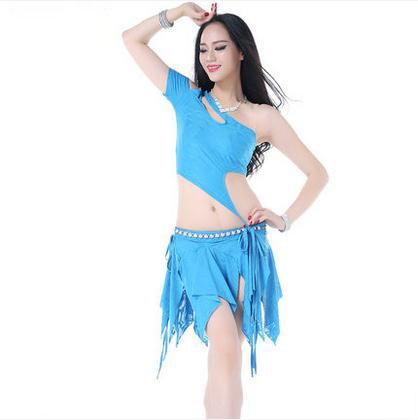 

2020New Belly dance costumes milk silk single sleeves top+short skirt 2pcs women belly dance sets for lady suits, Green