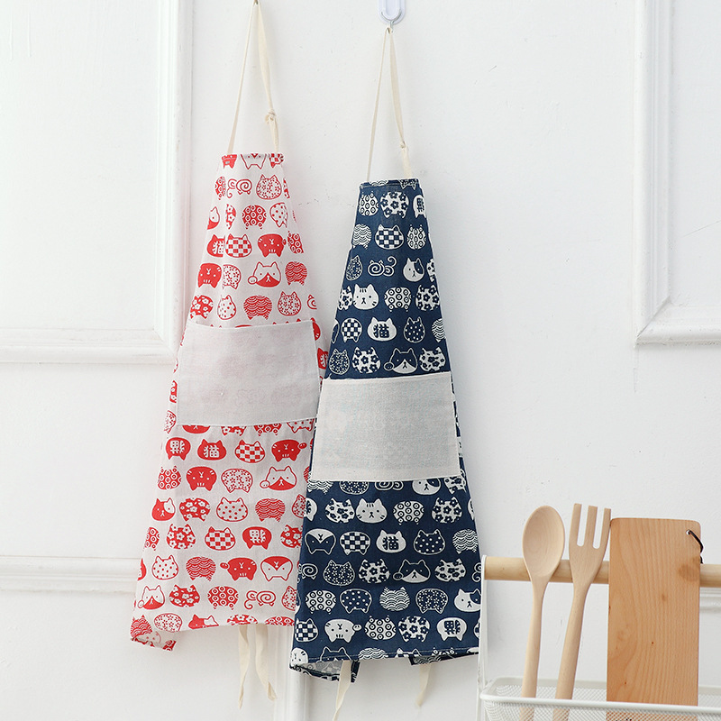 

Cotton linen apron fashion oil-proof cooking and cooking apron simple cloth art household kitchen lady smock