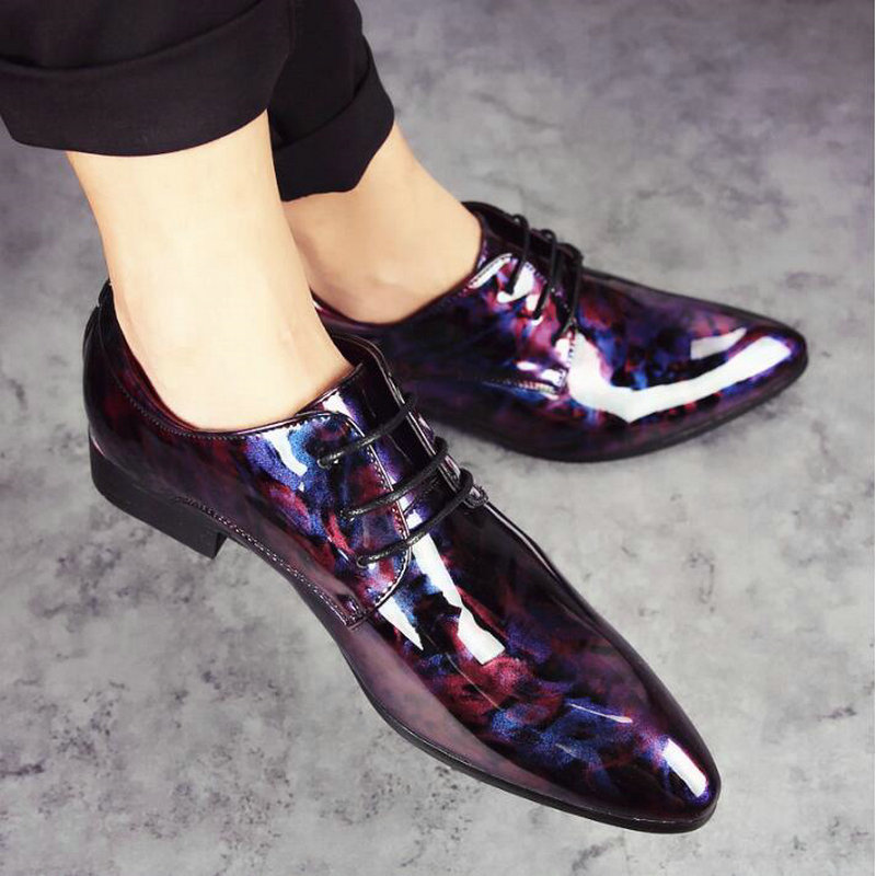 

Men Dress Shoes Male Business Wedding Shoes PU Leather Oxfords Formal Pointed Toe Floral Pattern yi8, 131 red