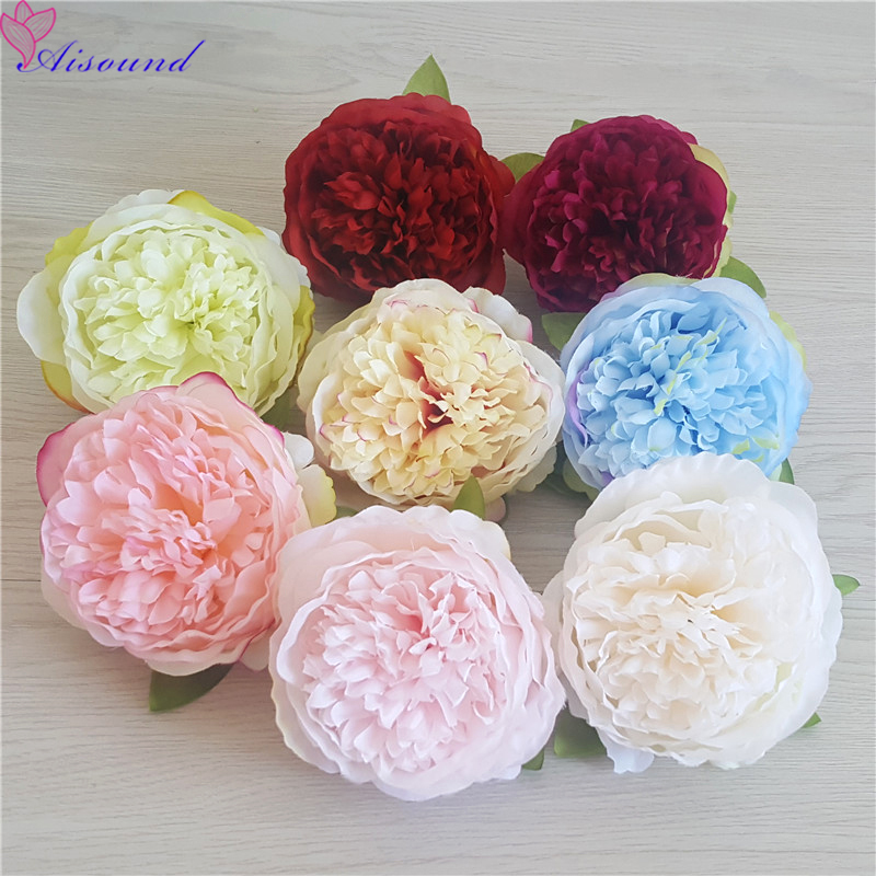 

3pcs/lot Artificial Silk Peony Flower Head For Wedding Decoration DIY Large Luxury Peony Flower Flori High Quality Marriage, Green