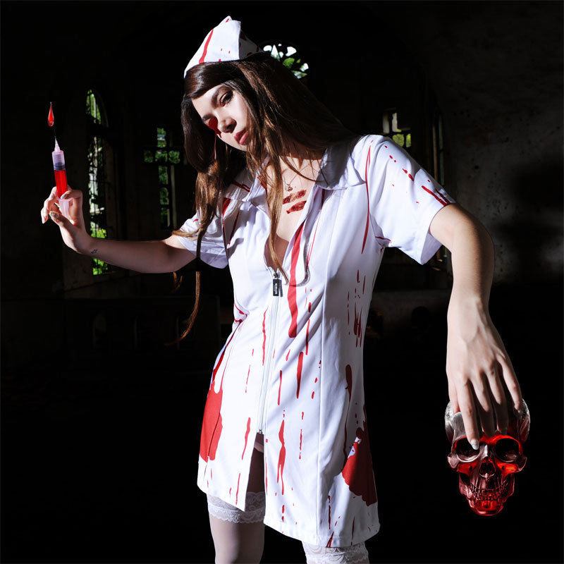 

Theme Costume Sexy Blood Splattered Halloween Party Women's Fancy Dress, White