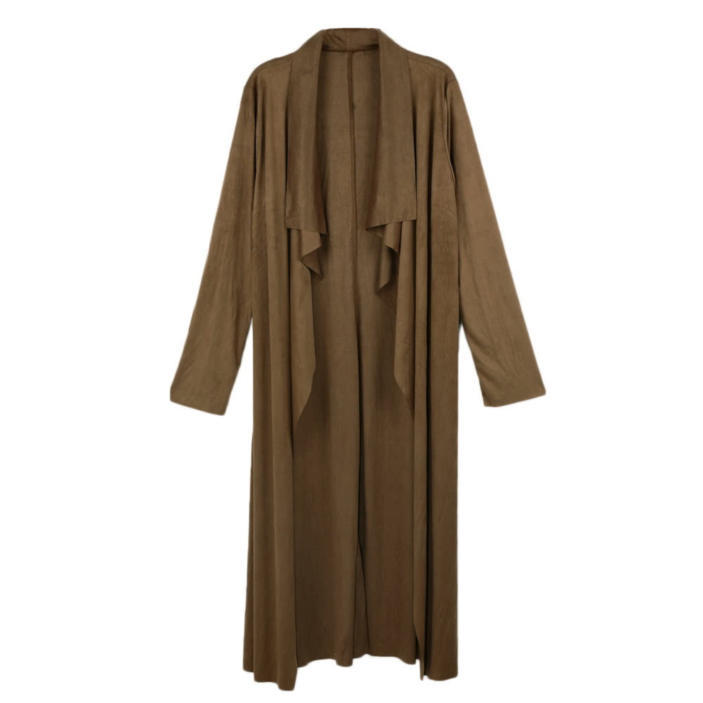 

Fashion Women Outerwear Drape Waterfall Open Front Long Length Cardigan Coat, Beige