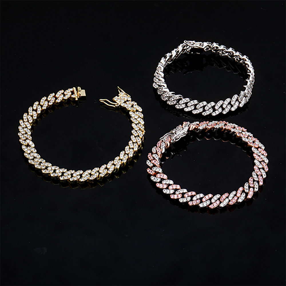 

Women's CZ Miami Cuban Link Bracelet Diamonds Bracelet 8mm Bling Bracelets with Locked Clasp Cubic Zircon Bracelets 7inch 8inch