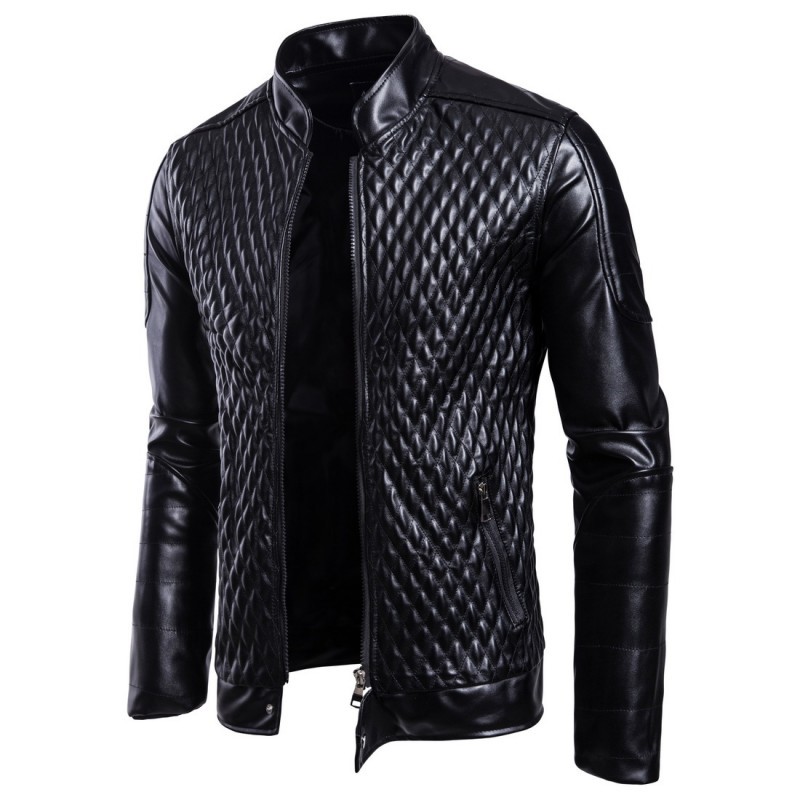 

Spring Autumn New Black Red PU Leather Mens Jacket Men Coat Ropa De Hombre Windbreaker 3XL