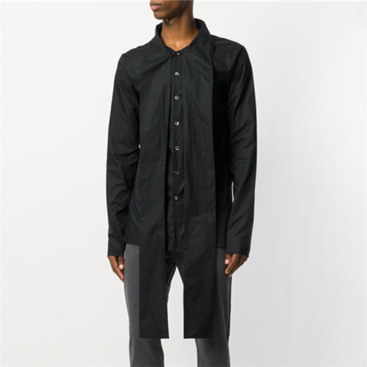 

Custom four seasons new European and American loose shirt trend men' personality youth long and medium sleeve shirt, Black