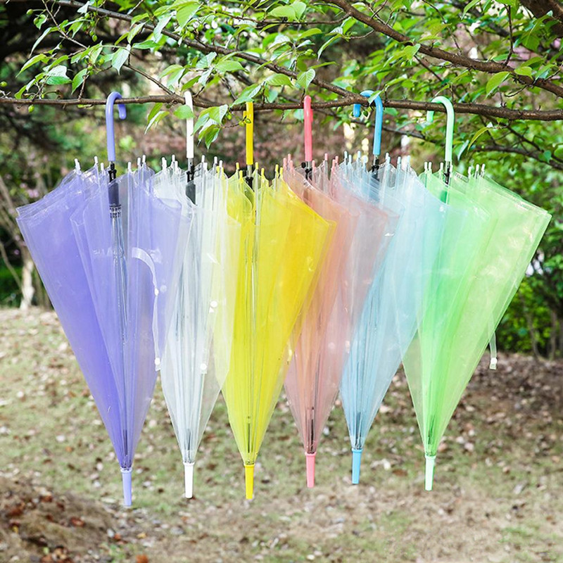 

Clear Transparent Rain Umbrella PVC Rain Dome Bubble Rain Sun Shade Long Handle Straight Stick Umbrella T0484