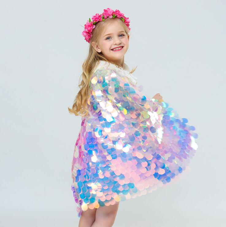 Halloween La Petite Sirène Queue Costume Enfant Coloré Cape À Paillettes Filles De Noël Fantaisie Fée Princesse Ariel Robe À Paillettes