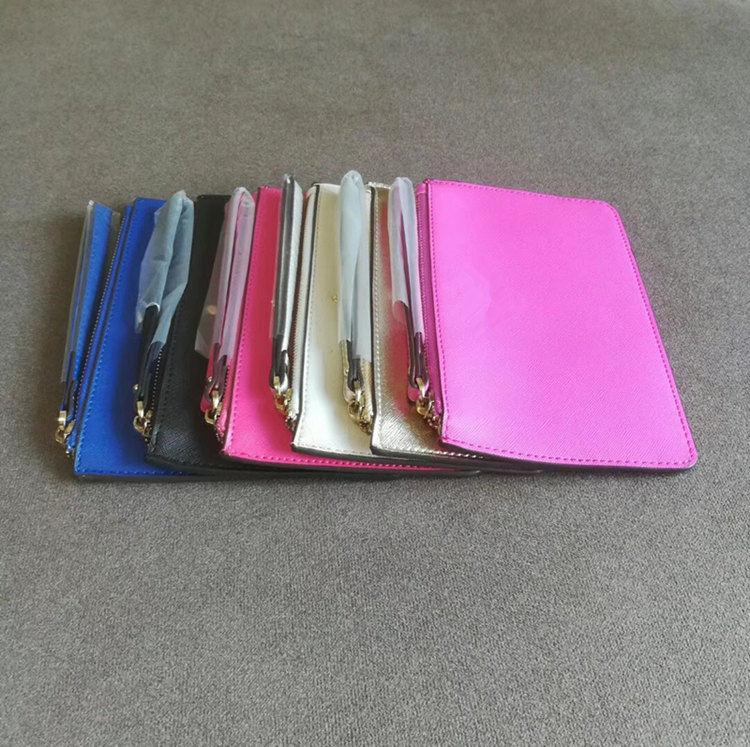 

Luxury fashion designer wallets wristlet women coin purses clutch bags zipper pu design wristlets with 6 colors