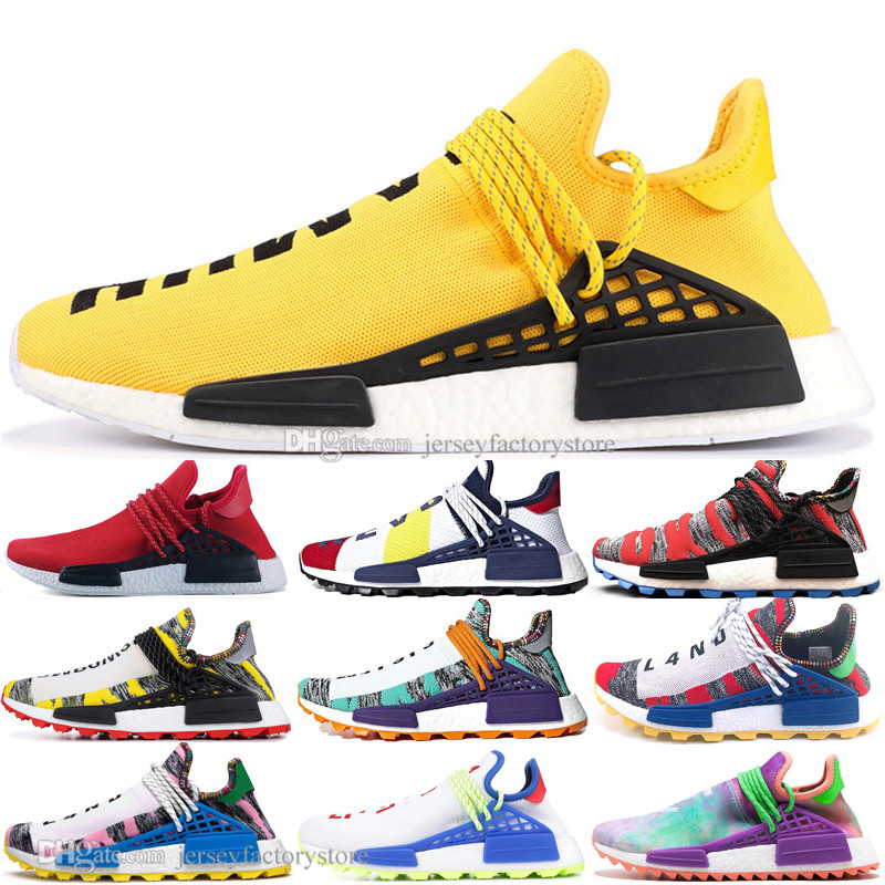 

With Box 2019 Human Race Hu trail Pharrell Williams Mens Running Shoes for men women Yellow Red Nerd Black Runner Sports Sneakers women, #05