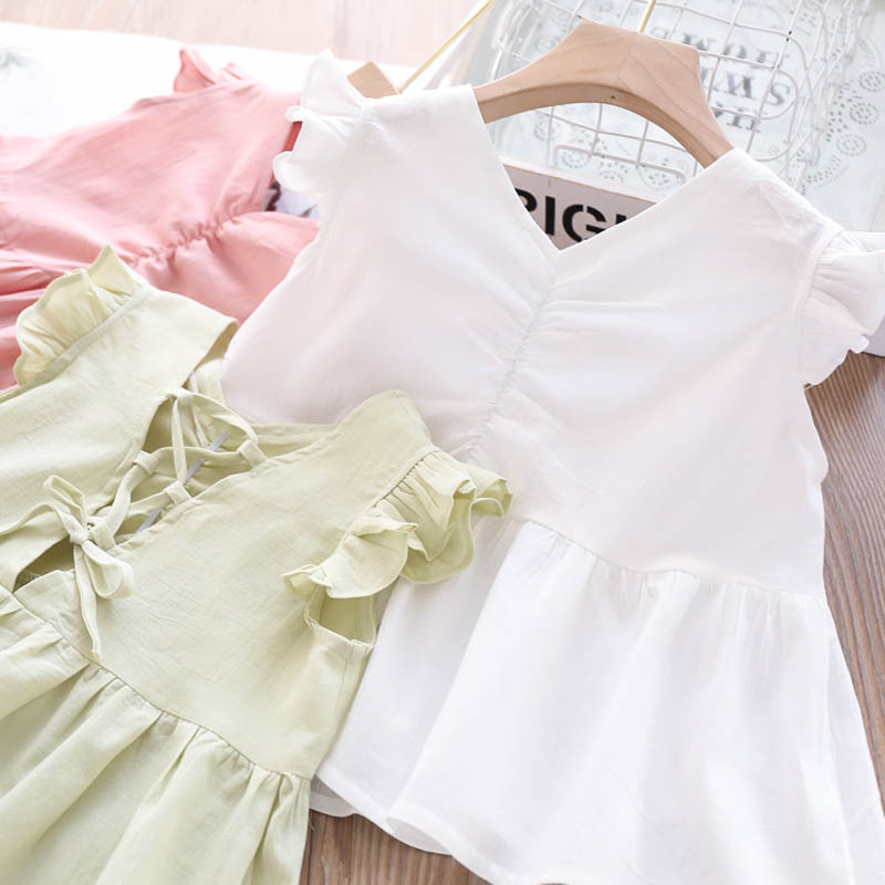 

2020 Summer Girls V-neck Backless Blouse Children's Clothing Wholesale, Pink