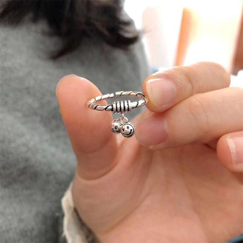 

Latest design 925 sterling silver jewelry ring special smile face design ring for women and girl as gift band rings