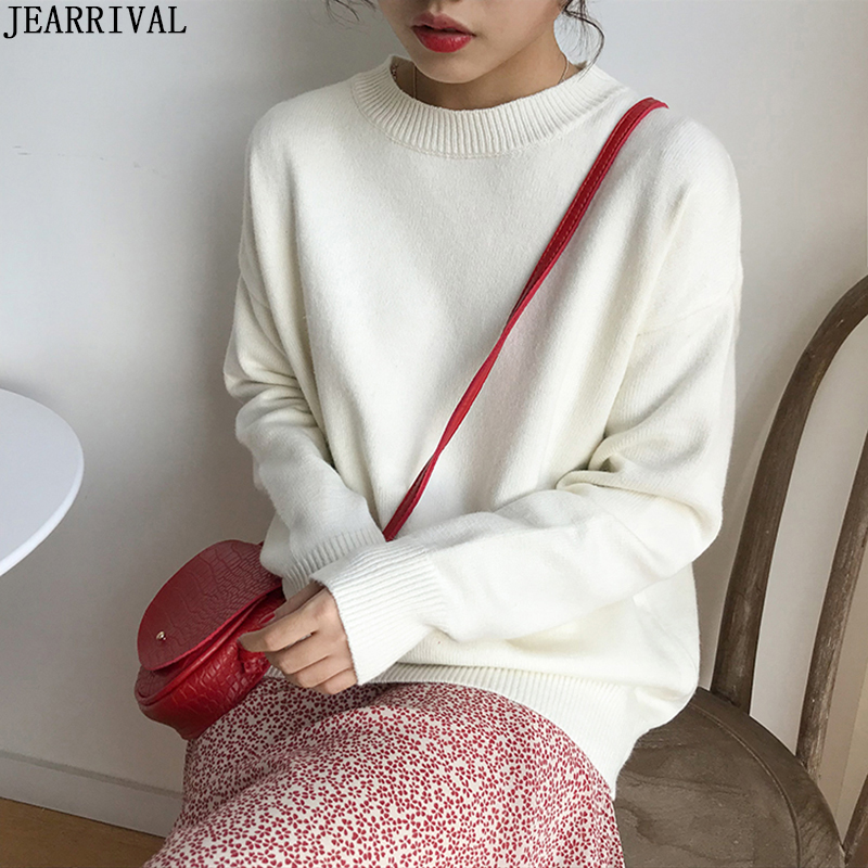 

Autumn Winter Women Sweater Long Sleeve O-Neck Warm Casual Knitted Pullover Top 2019 Korean Style Female Sweaters Jersey Mujer, Black