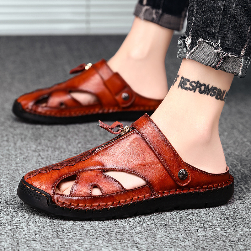 

man fashion sandalet hombre transpirables roman erkek mens ete men sandel beach romanas uomo zandalias leather summer sport de, Black