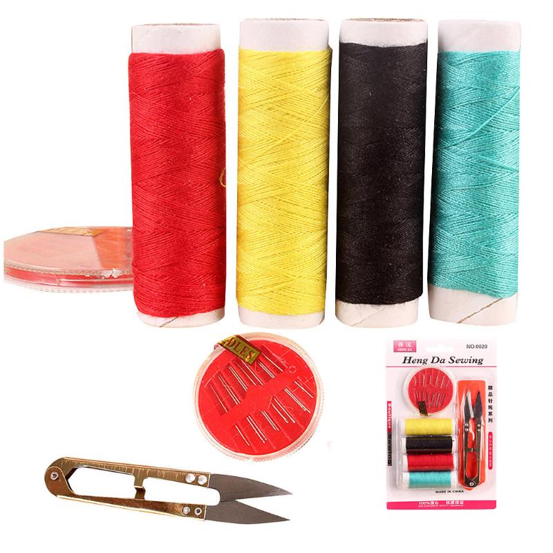

1 Set Sewing Tools Home Travel Thread Threader Needle Tape Measure Scissor Storage Box Sewing Kit