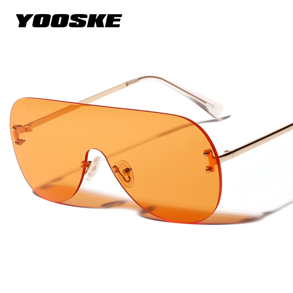 

YOOSKE 2019 Oversized Sunglasses Women Vintage Luxury Brand Designer Sun glasses For Women Brown Black Red Orange Eyewear UV400