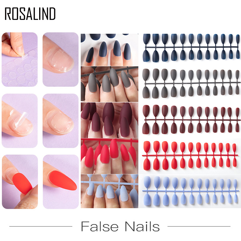 

ROSALIND Fake Nail Gel MaTips For Extension 24PCS False Nail Art Design Press On Artificial Finger Double Side Sticker Tape, Sticker glue