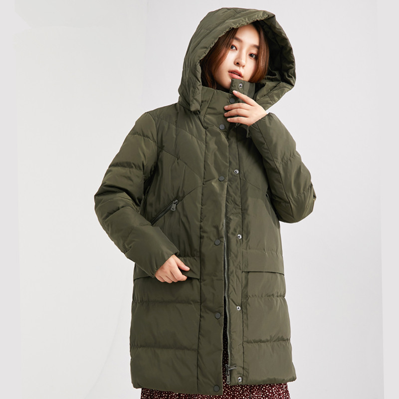 

2019 Autumn Winter Duck Down Coats Women Hooded Down Jacket Women Warm Fashion Long Coat Female Parkas PP099, Black