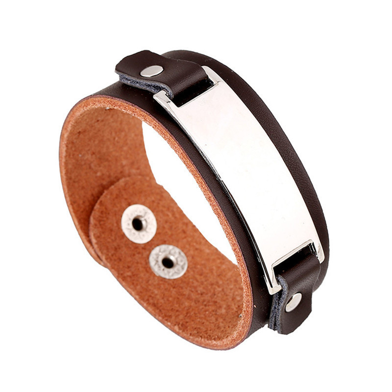 

Yobest Vintage Personalized Leather Bracelets Brown Punk Wide Cuff Bracelets & bangle for Women Men Jewelry Accessory
