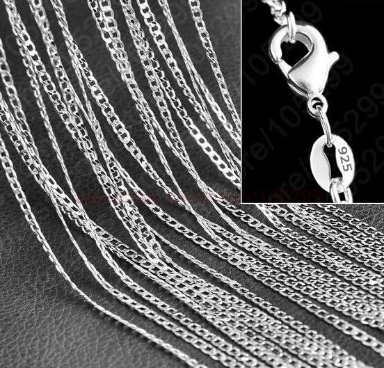 

925 Sterling Silver Necklace Genuine Chain Solid Jewelry for women 16-30 inches Fashion Curbwith Lobster Clasps Free Shipping