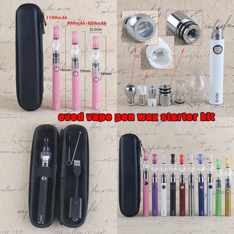 

Evod Vape Pen Dab Wax Pen Starter Kit with Mini Carry Case EGO T Dry Herb Vaporizer Tanks 650 900 1100 mAh Battery, Multi