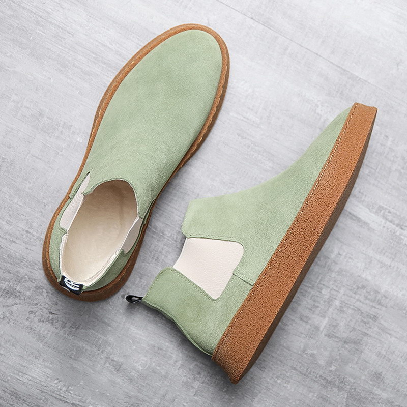 

Winter New Mens Green Leisure Boots Fashion Suede Leather Round Toe Ankle Boots For Man Black