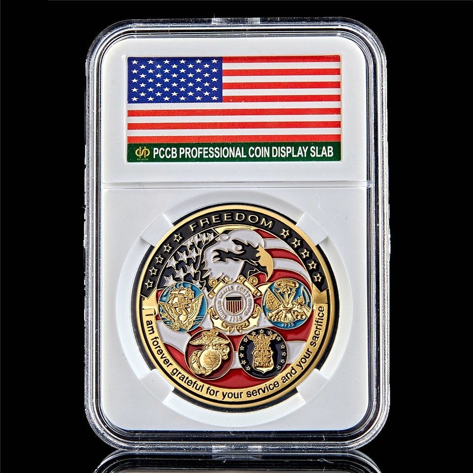 USA USA URSAF USMC Côte de la côte de l'armée USMC Artisanat Freedom Aigle 1oz Plaque d'or Rare Challenge Collection avec boîte PCCB