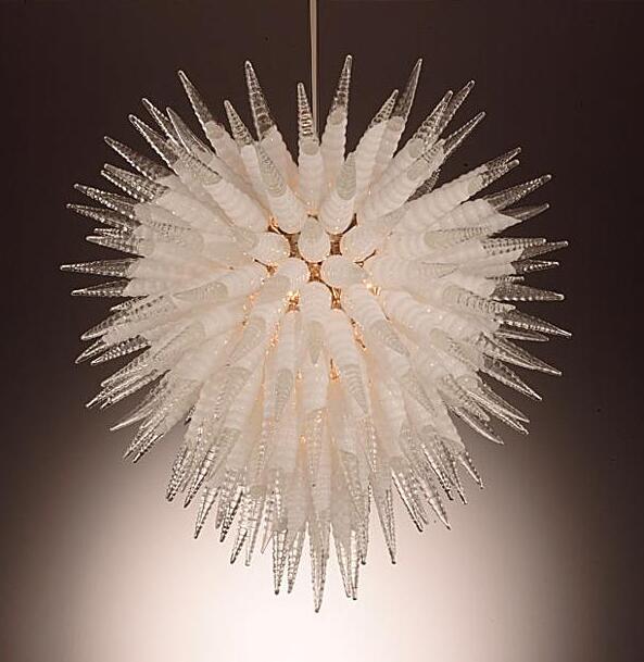 

Lamps Chandeliers Lighting 38 Inches Height LED Bulbs Hand Blown Glass Chandelier Pendant Lights White and Transparent