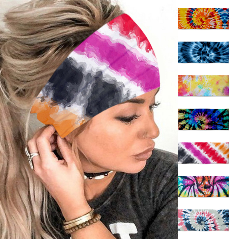 

Towork Cycling Caps & Masks Women Girls Summer Boho Hair Bands Print Headband Bohemian Cross Turban Bandage Bandanas Accessories Headwrap He