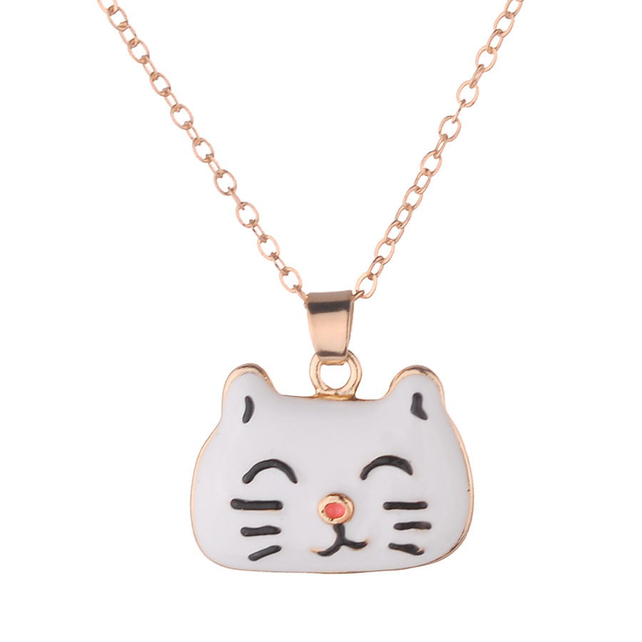 Wholesale 10 pcs Cute Hollow Rhinestone Cat Pendant Necklace White Gold Plated