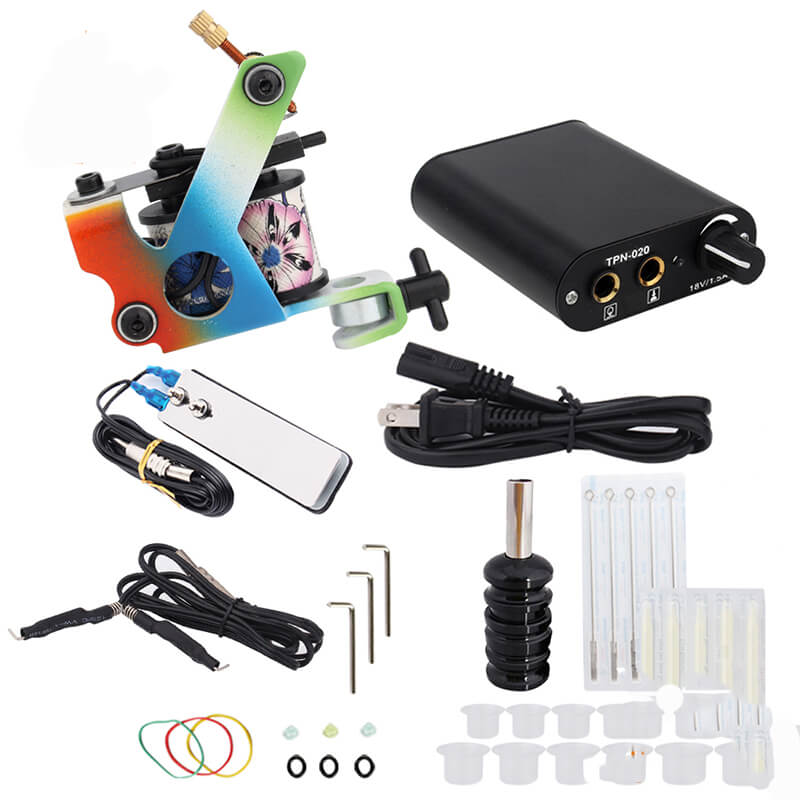 

Beginner Tattoo Kit High Quality 8 Wrap Coils Tattoo Gun Machines Grips Needles Tips Power Supply Tatu Tattoo Supplies