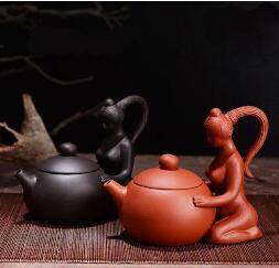 

Beauty Xi shi Teapot Ceramic Handmade Tea tool home decor, Brown