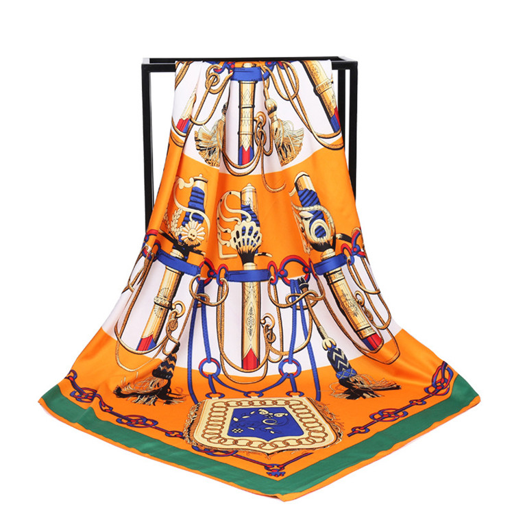 

Luxury-brand new High quality 100% silk scarf Brand Famous Designer print Pattern Square scarf Womens Scarves for Gift Size 90x90cm R666, Blue;gray