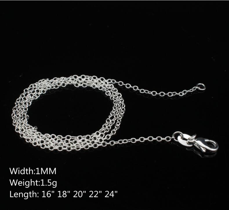 

925 sterling silver Plated 1MM thin Chain for women size 16 18 20 22 24inch DC01 Top 925 silver plate Lobster Clasps Smooth Chains Necklaces
