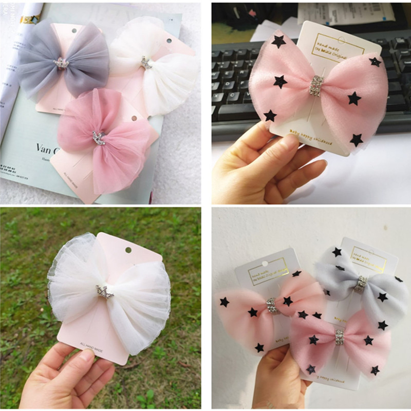 

6pcs/lot Cute Bowknot Girls Hair Clips Lace Crown Hairpin Pink Princess Barrettes Hair Accessories Clever Kids Festival Headwear, Mixed crown