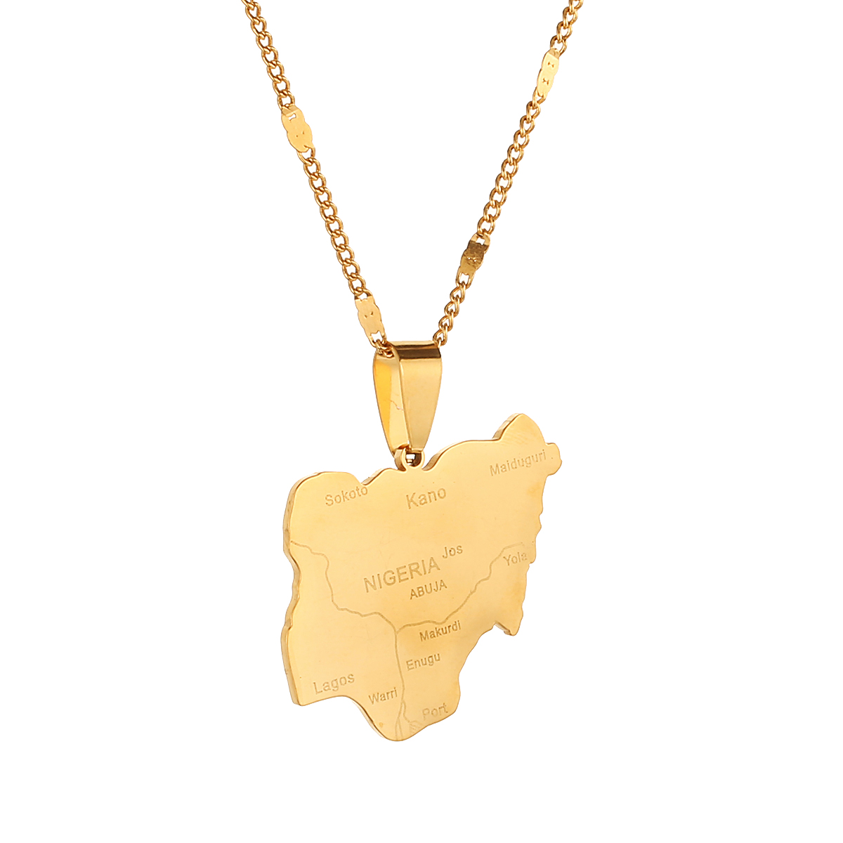 

Stainless Steel Nigeria Map Pendant Necklaces Country Maps Nigerians Maps Chain Jewelry