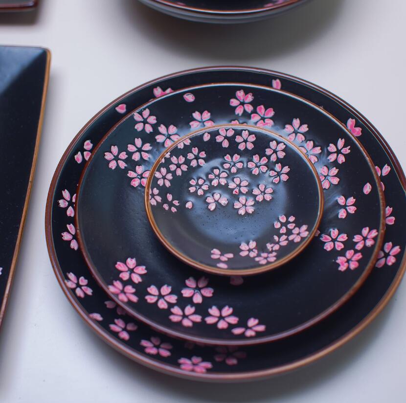 

New High Quality Jingdezhen Japanese-style ceramic tableware Cherry Blossom Plate Ceramic Creative Cups Dishes Hotel Dinnerware Wholesale