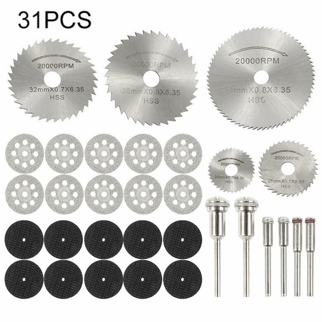 1 Mandrel 5X 18mm Emery Mini Diamond Rotary Cutting Discs Drill Bit