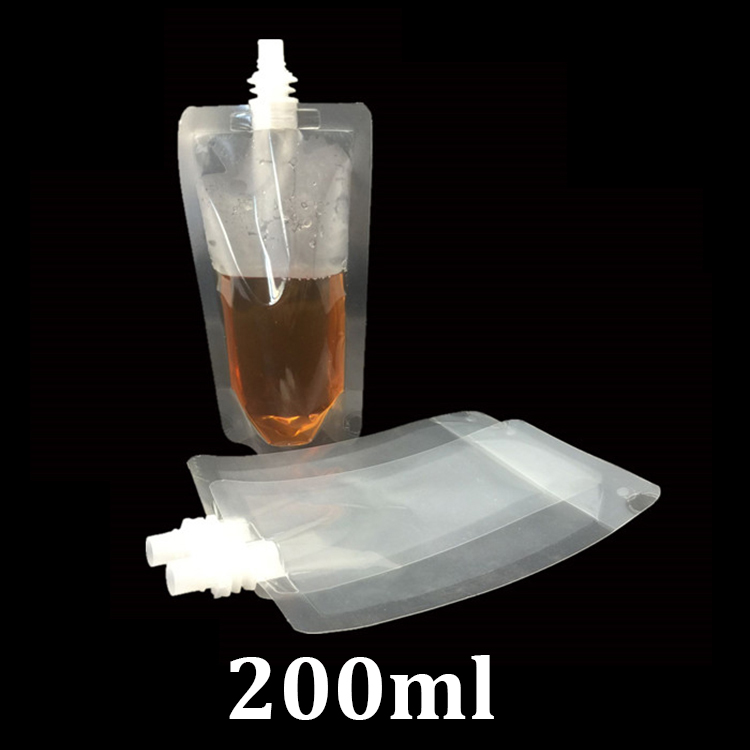 

200ml clear plastic food packaging filling doypack spouted pouch water liquid juice drink storage 200 ml stand up bag with spout