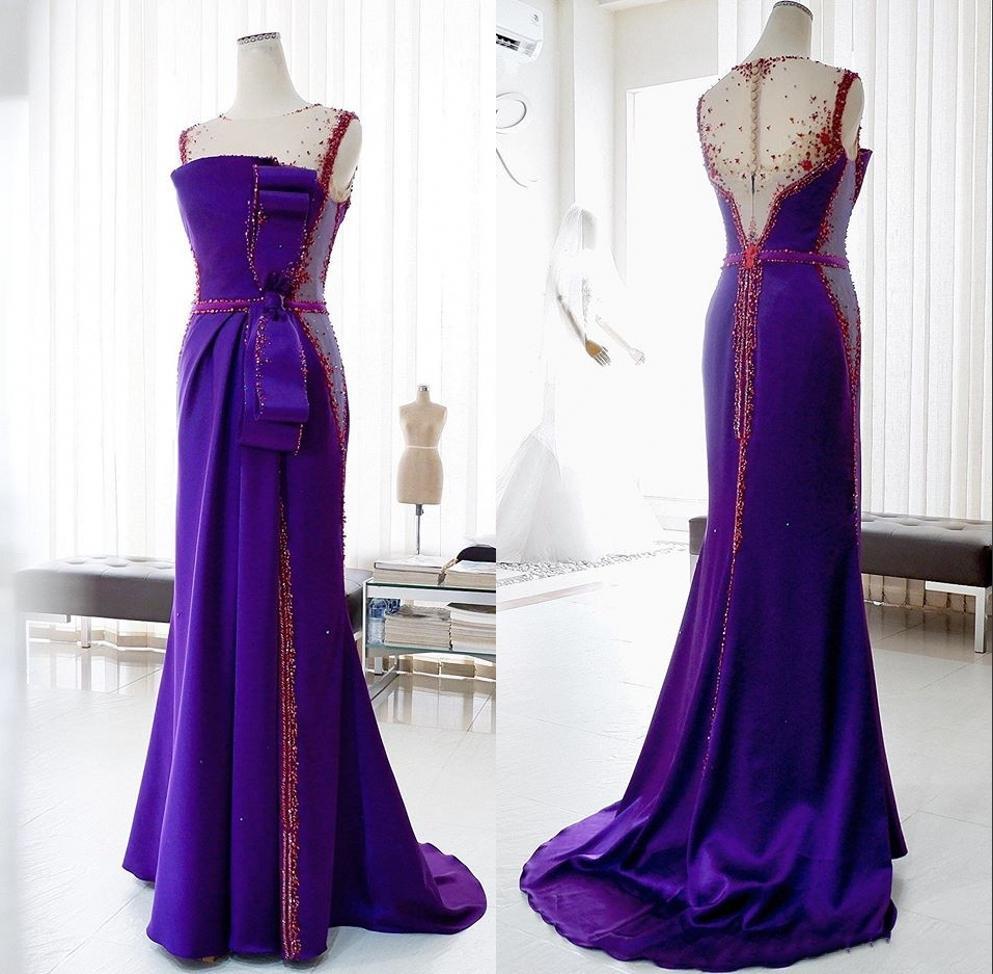 Elegant Beaded Mermaid Evening Dresses 2020 Sexy Sheer Neck Prom Dress Evening Gowns vestidos robe de soiree Abendkleider