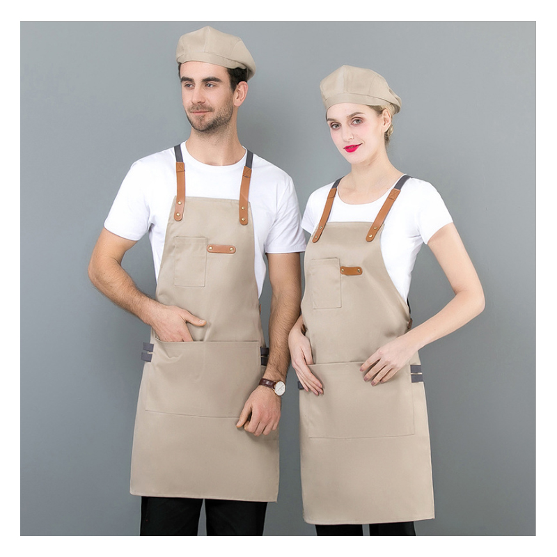 

2019 New Wholesale Milk Apron Polyester Sleeveless With Big Pocket Leather Band Strap For Restaurant Cooker NO0196201218