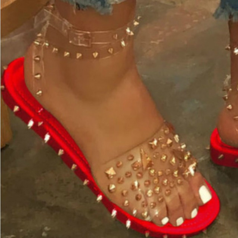 plastic studded sandals