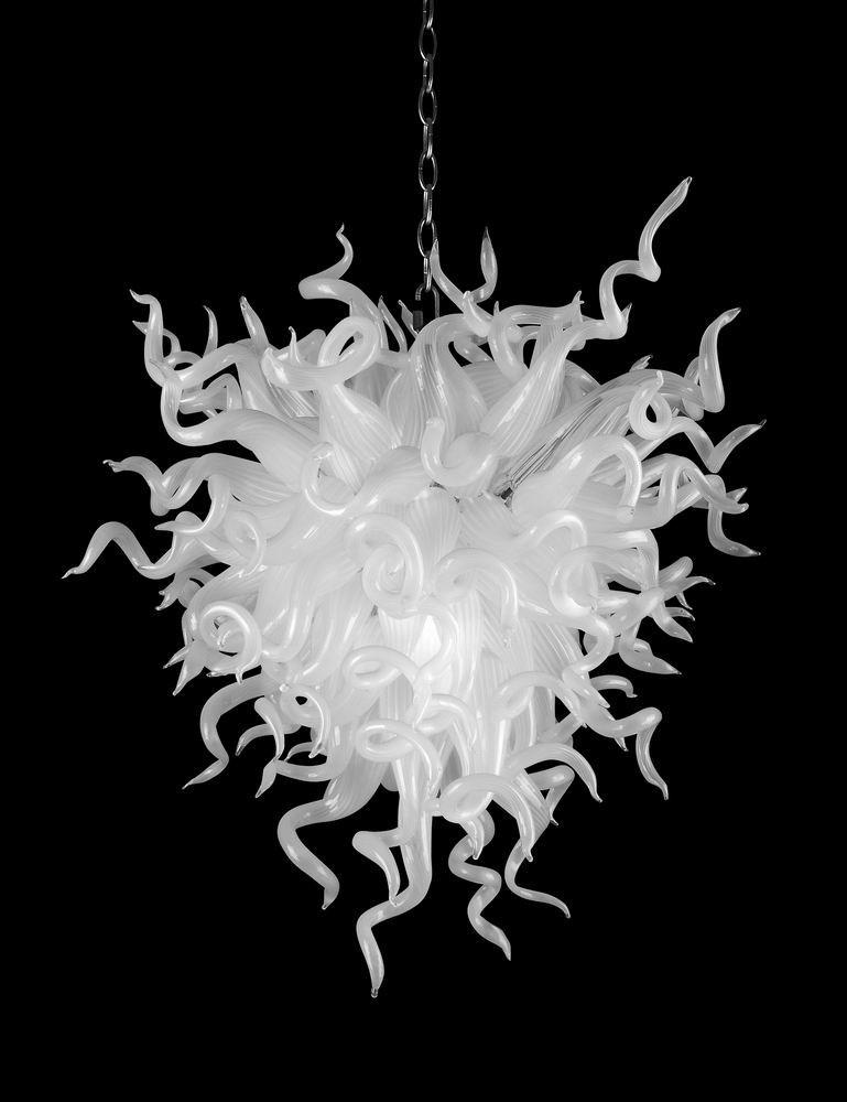 

Wholesale 100% Mouth Blown Glass Art Modern Chandeliers White Murano Glass LED Light Source Style Villa Decor Chandelier