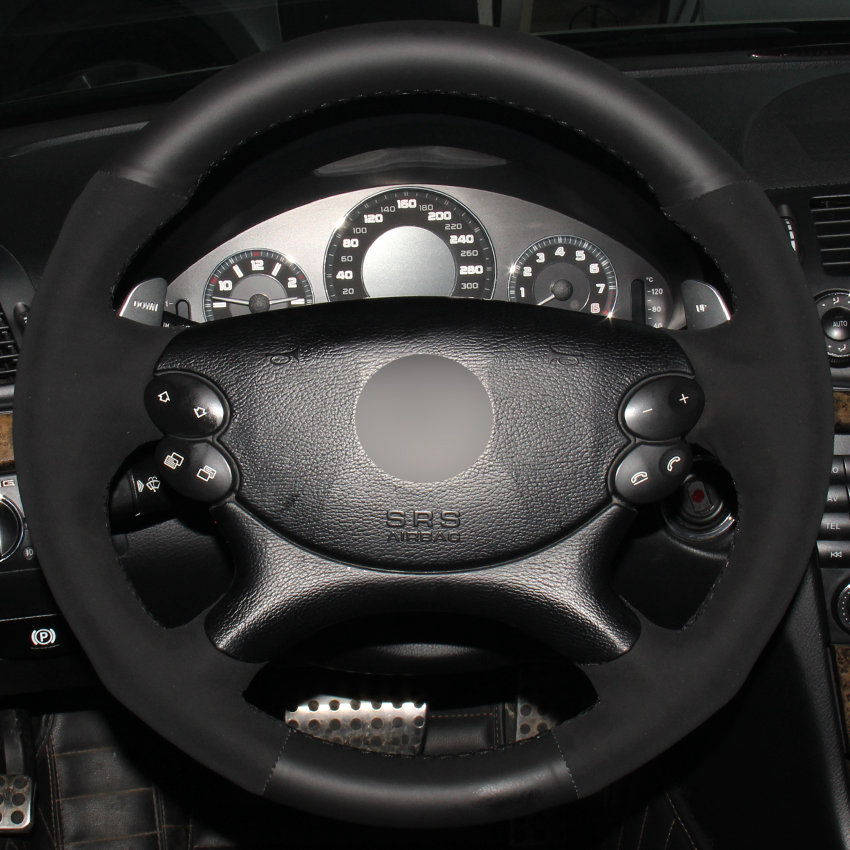 Couverture en cuir noir en daim noir et volant de voiture pour Mercedes-Benz E63 AMG 2006-2008 CLS 63 AMG 2007