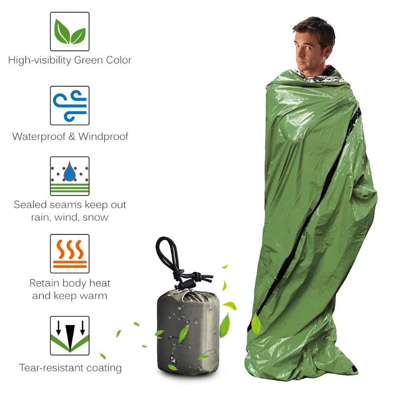 

Portable Lightweight Outdoor Emergency Sleeping Bag with Drawstring Sack for Camping Hiking Travel Survival