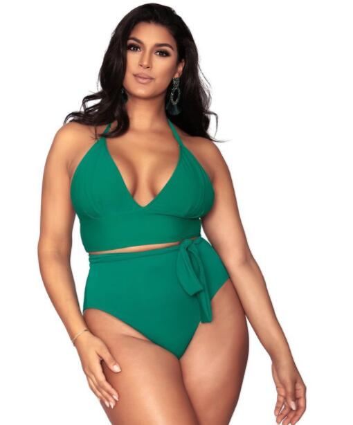 

plus Big Designer split bikini swimwear solid high waistband large bikini swimwear high waist Bikinis 2023 Bikini Sets Triangle Sexy women