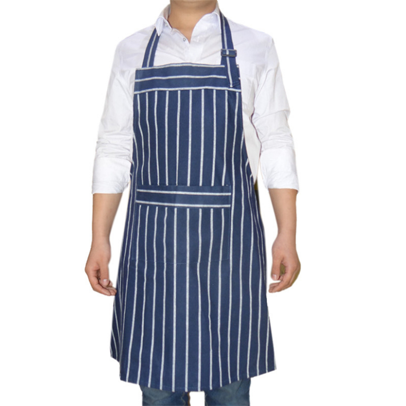

Classic blue striped apron thickened pure cotton dark stain resistant dining room working apron