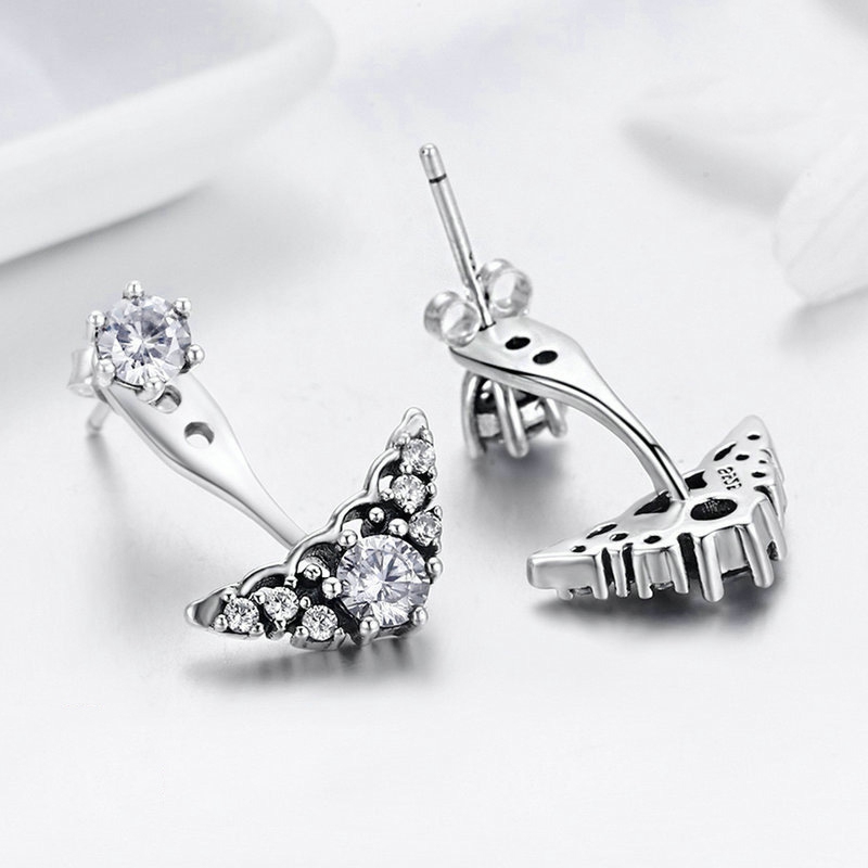 

Wholesale- tale exquisite earrings for Pandora 925 sterling silver with CZ diamond luxury princess crown ladies earrings with box