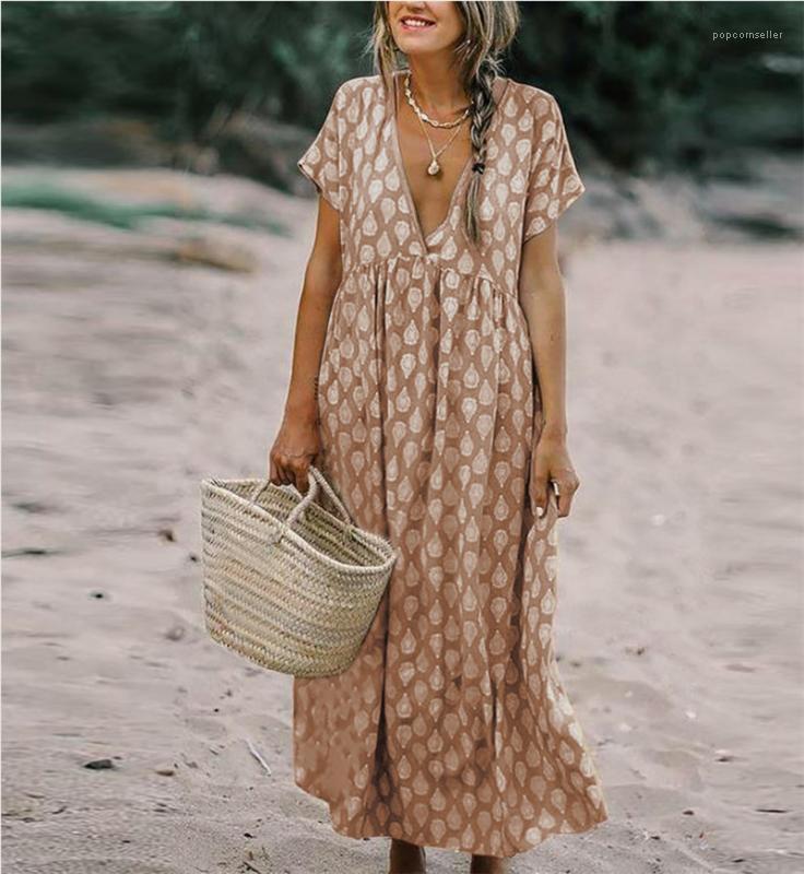 

V Neck Short Sleeve Fashion Designer Dresses Casual Ladies Holidays Sexy Clothing Summer Polka Dot Female Dress Women, Pink